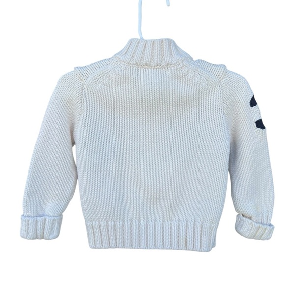 Polo Ralph Lauren Y2K Stripe Knit Cardigan Number Patch Full Zip 18 Mo FLAW - Picture 2 of 9